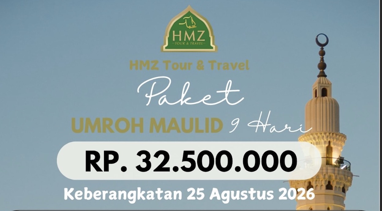 Umroh Maulid 9 Hari – keberangkatan 25 Agustus 2026, HMZ Tour